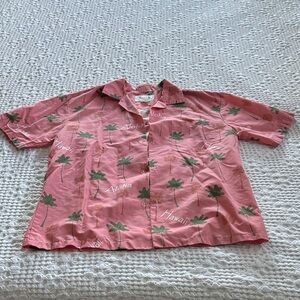Vintage Men's Casual Pink Aloha Hawaiian Button-Down Shirt